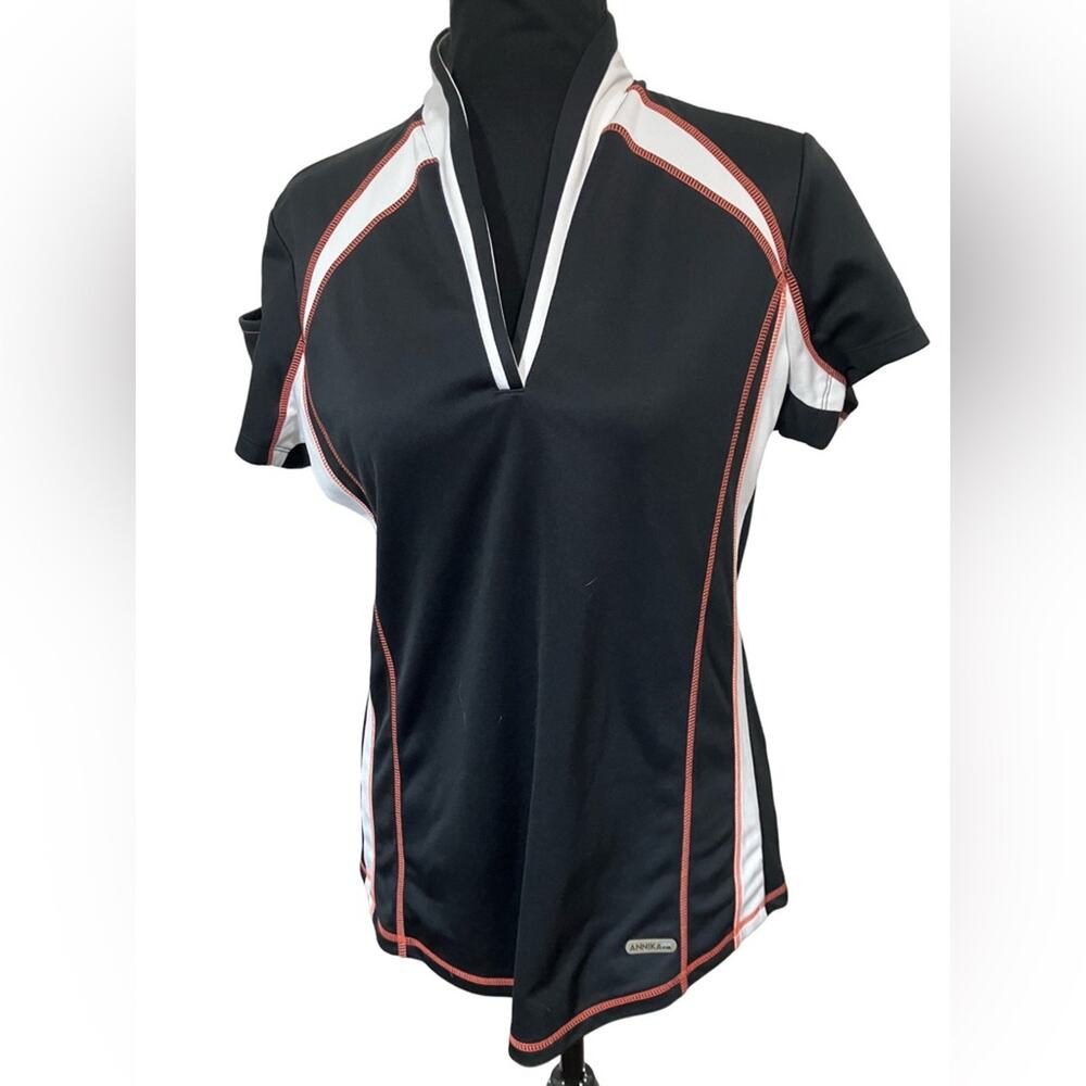 ANNIKA BY Cutter & Buck Women's Black Jersey with White and Orange Accents M